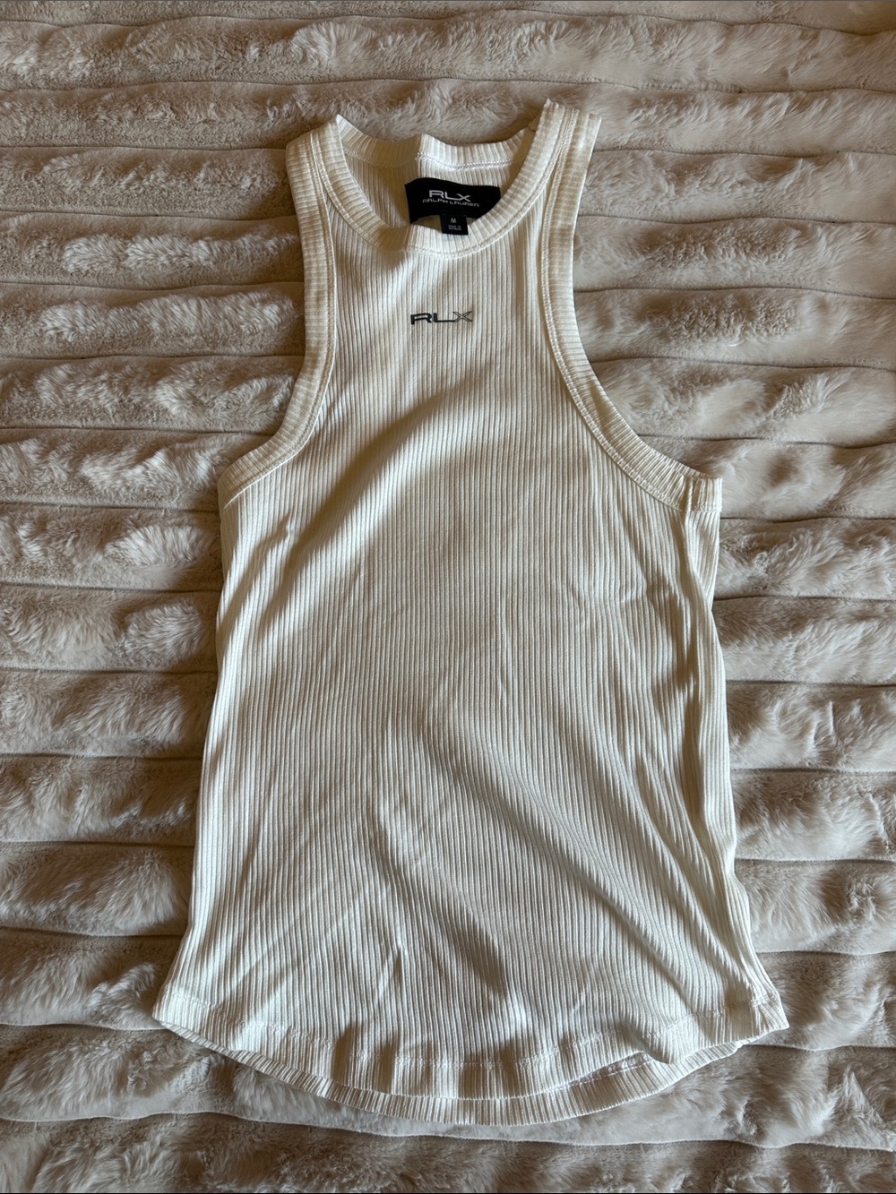 RLX Ralph Lauren Cream Ribbed Athletic Tank NWOT